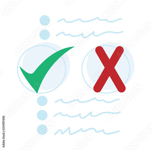 Fact search concept. Fact-searching flat vector symbol, sign. True vs false illustration. Isolated on the white background