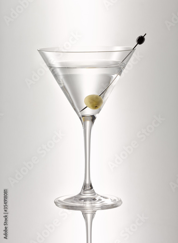 Martini glass with olive