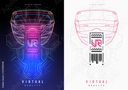 Cyberpunk futuristic poster. Tech Abstract poster template with HUD elements. Modern flyer for web and print. hacking, cyber culture, programming and virtual environments.