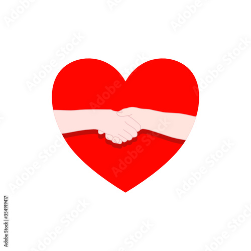 Fényképezés Kids are holding hand in the red heart shape