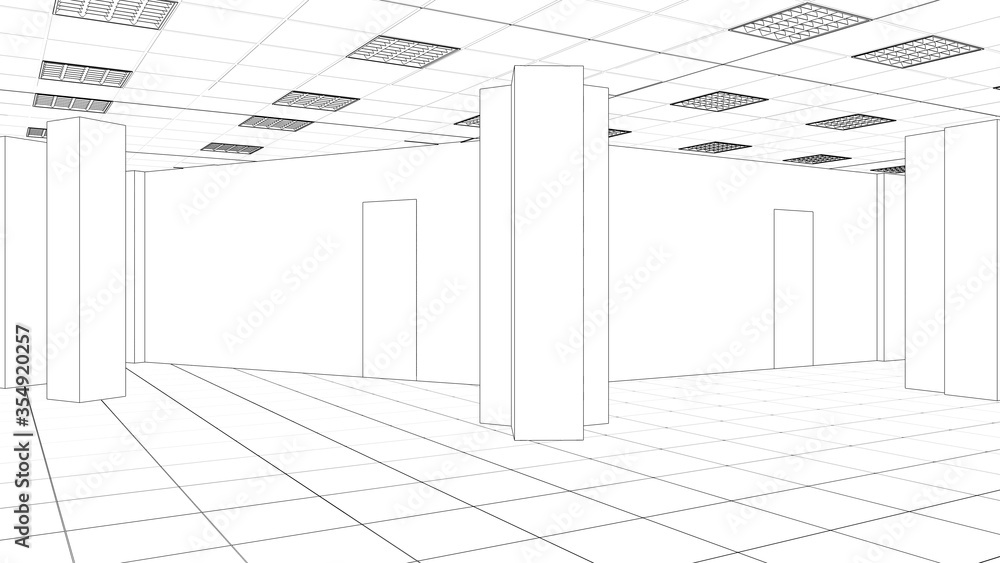 empty pavilion, contour visualization, 3D illustration, sketch, outline empty pavilion, contour visualization, 3D illustration, sketch, outline
