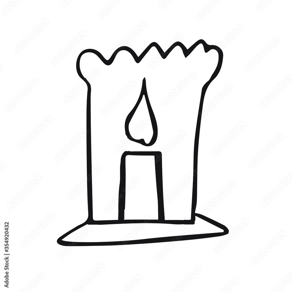 Drawing of a Nightlight with a candle inside. Drawing in the style of doodles. Isolated on a white background. Drawing of a Nightlight with a candle inside. Drawing in the style of doodles. Isolated on a white background.