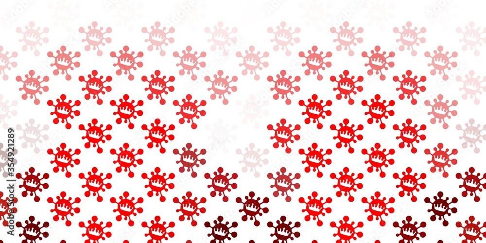 Light red, yellow vector background with covid-19 symbols. Light red, yellow vector background with covid-19 symbols.