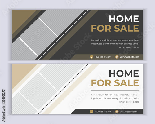 Real estate house web banner social media facebook cover template. 