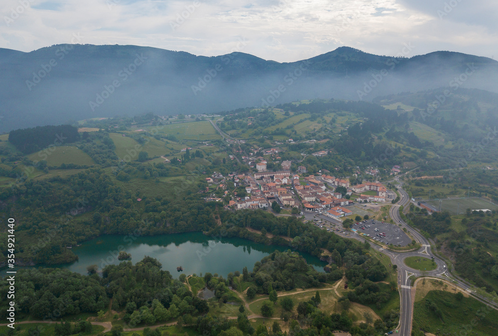 Beautiful aerial views of La Arboleda, Basque Country