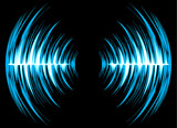 Sound waves oscillating dark blue light
