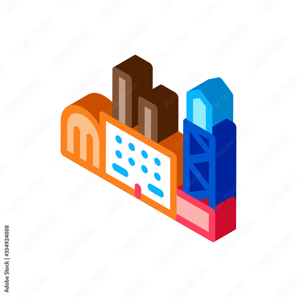 power station icon vector. isometric power station sign. color isolated symbol illustration