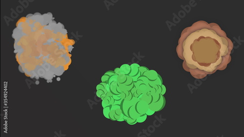 4k Cartoon bombs and explosion effect pack with white and black background