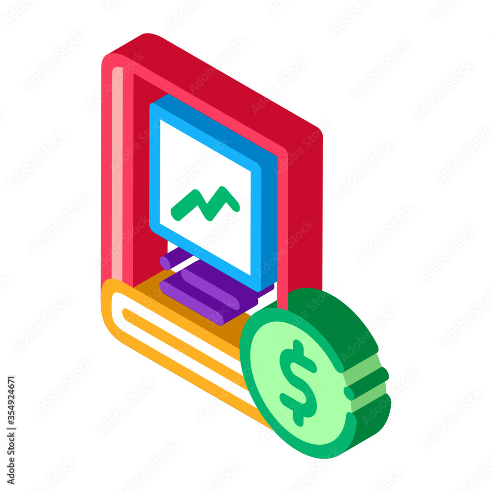 growth up investing book icon vector. isometric growth up investing book sign. color isolated symbol illustration growth up investing book icon vector. isometric growth up investing book sign. color isolated symbol illustration