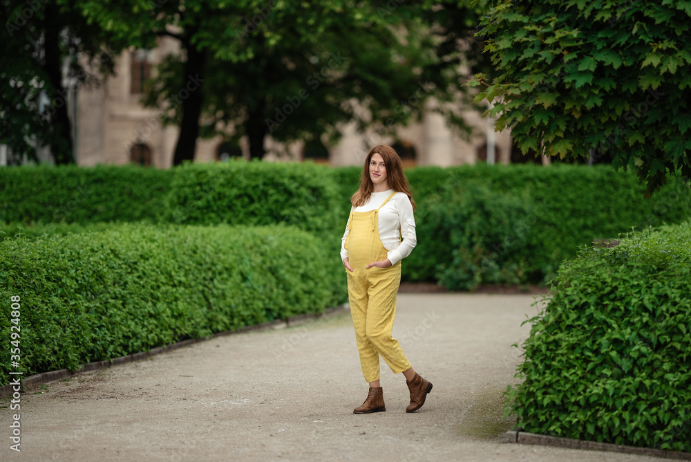 Beautiful pregnant girl walking in the Park. Beautiful pregnant girl walking in the Park.