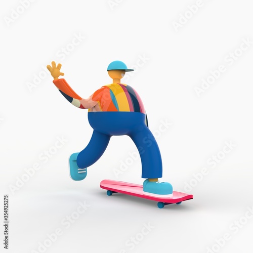 Valokuva 3d character skateboard guy in cartoon style