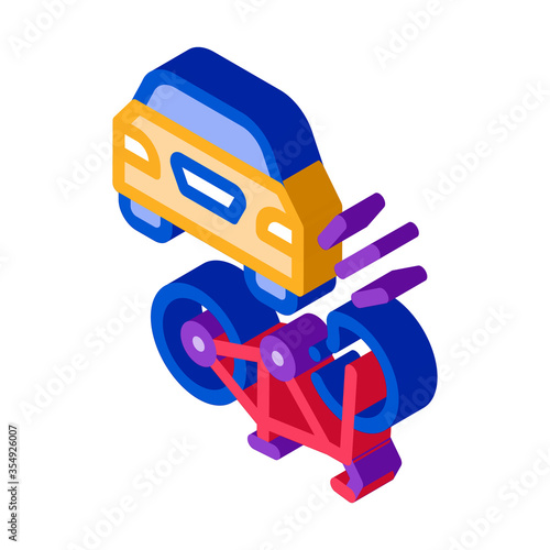 bike and car accident icon vector. isometric bike and car accident sign. color isolated symbol illustration