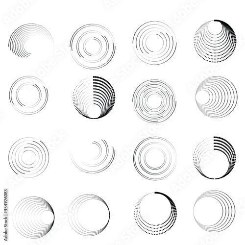 Set of halftone dots in circle form. round logo . vector dotted frame . design element
