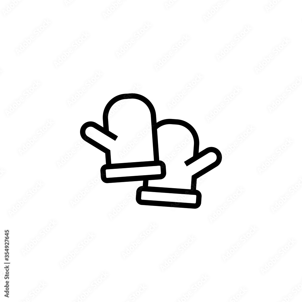 Cooking mitts vector icon in linear, outline icon isolated on white background Cooking mitts vector icon in linear, outline icon isolated on white background