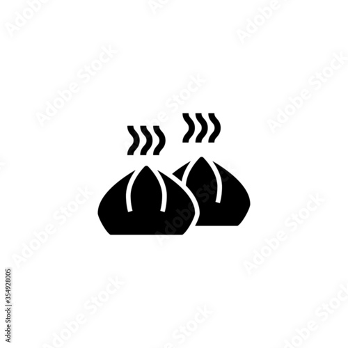 Wonton vector icon in black solid flat design icon isolated on white background