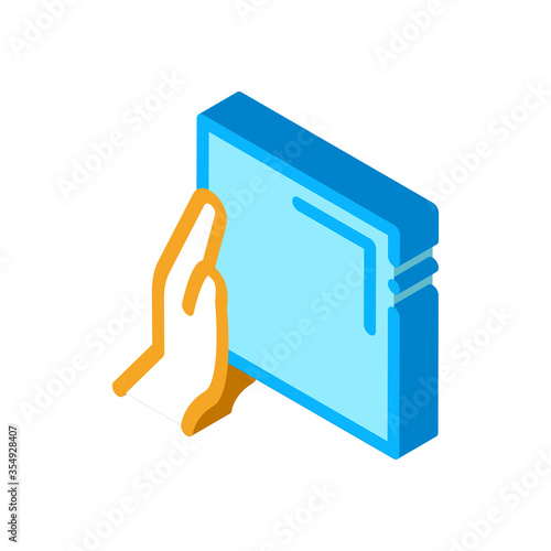 align tiles with hands icon vector. isometric align tiles with hands sign. color isolated symbol illustration