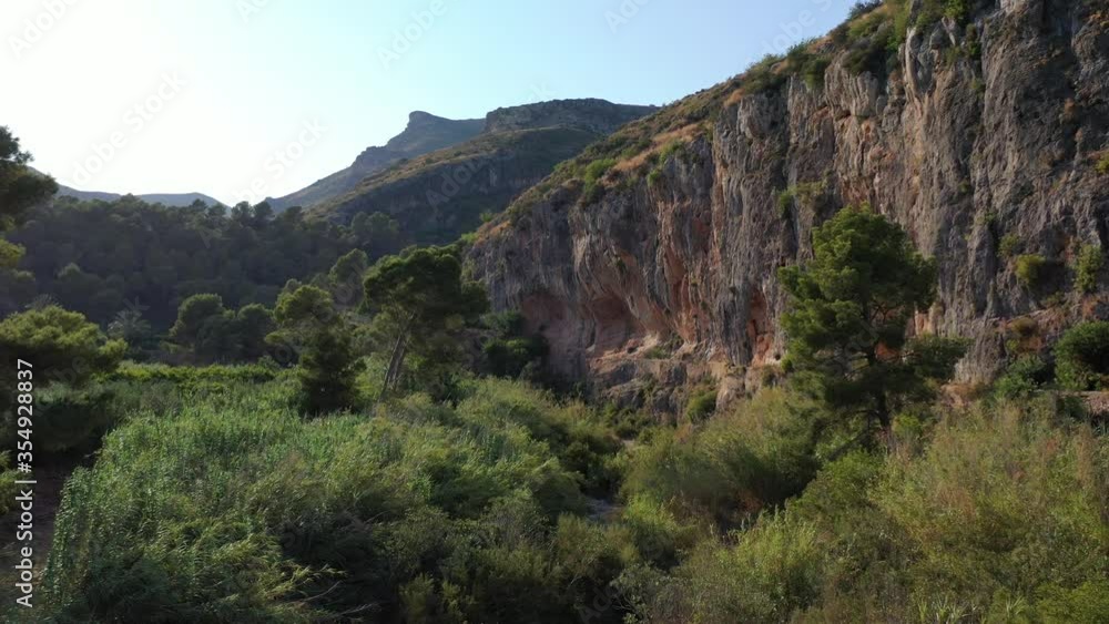 Aerial view of a river and Mediterranean mountain. Valencia, Spain. Aerial view of a river and Mediterranean mountain. Valencia, Spain.