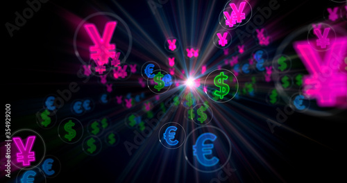 Dollar Euro Yen money symbols illustration