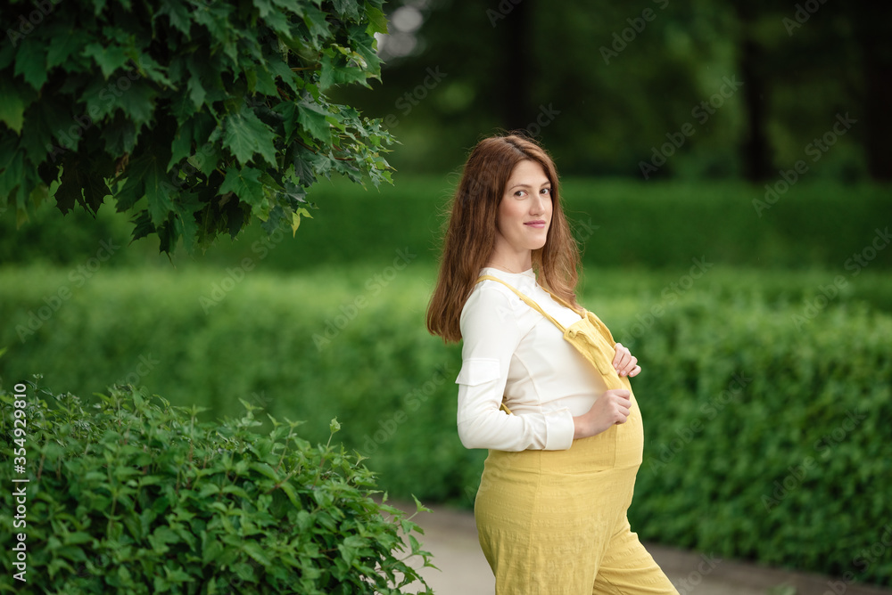 Beautiful pregnant girl walking in the Park. Beautiful pregnant girl walking in the Park.