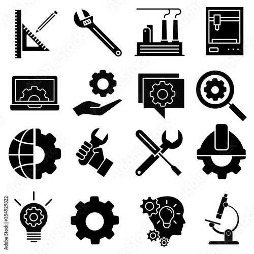 Engineering icon vector set. Manufacturing llustration sign collection. engineer symbol. technology logo.