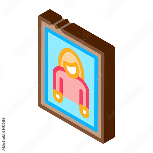 photo of woman in frame icon vector. isometric photo of woman in frame sign. color isolated symbol illustration photo