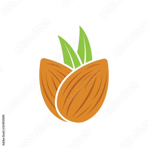 Almond icon. Nut vector illustration isolated  on white background. 