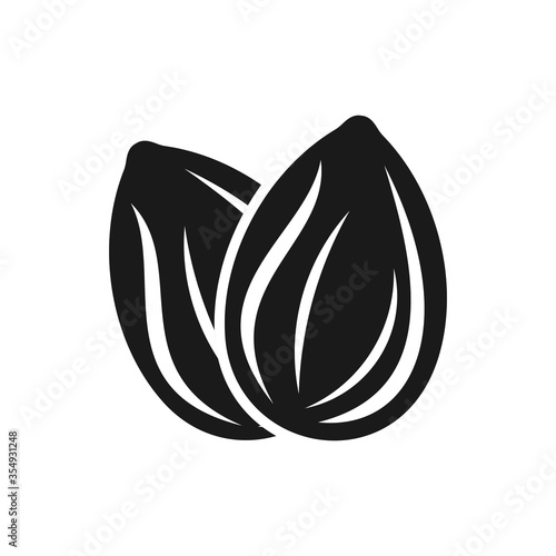 Almond icon. Nut vector illustration isolated  on white background. 
