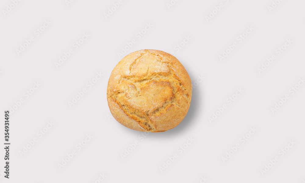 Round bun on a white background Round bun on a white background
