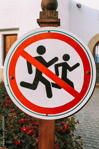 No Chasing Kids (or No Running) Street Sign