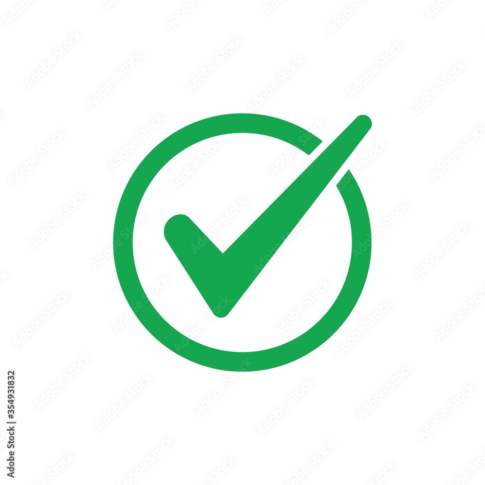 green check mark icon isolated on white background. circle tick approved symbol. vector Illustration green check mark icon isolated on white background. circle tick approved symbol. vector Illustration