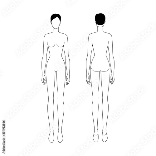 Fashion template of standing women. 