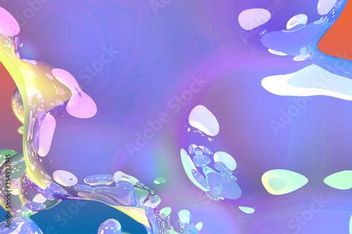 Abstract texture or background of vivid shiny and glossy soap like liquid or slime with gradient - soft focus 3D illustration of background design template