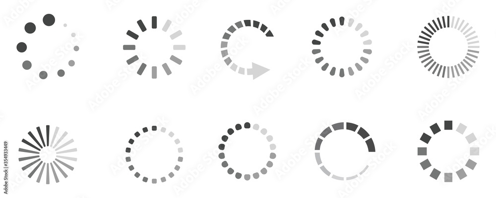 set of loading icon. loader bar circle icons. vector illustration