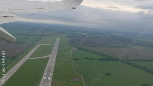 Aerial view from departing airplane photo