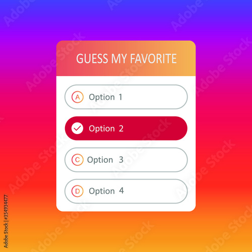 Quiz guess option  sticker. Quiz icon.  Correct and incorrect answers. Vector Illustration.