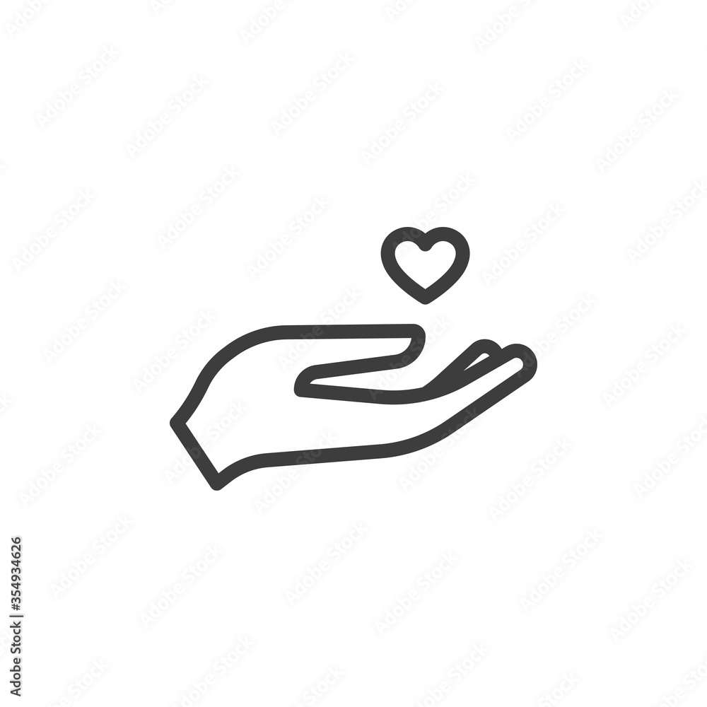 Heart in hand icon. Symbol icon for health care, love, family, nonprofit organizations Heart in hand icon. Symbol icon for health care, love, family, nonprofit organizations