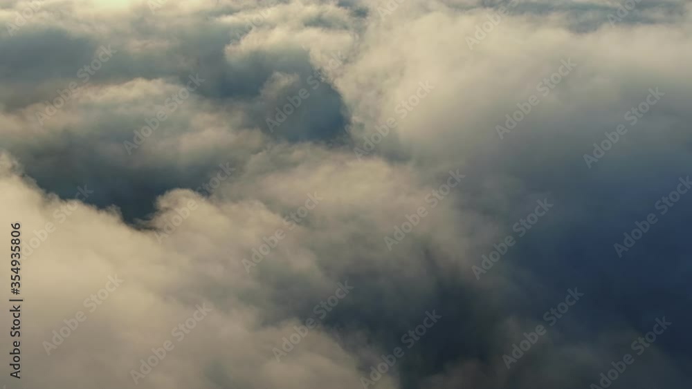Background from boiling clouds at the bottom Aerial drone shot