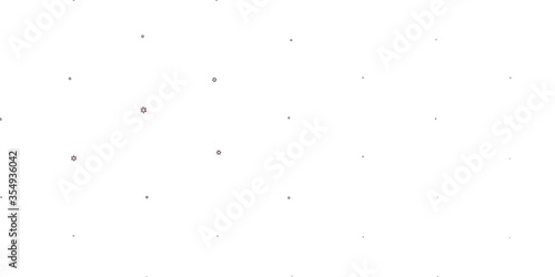 Light blue, red vector background with covid-19 symbols.