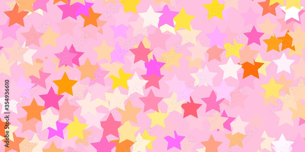 Light Pink, Yellow vector layout with bright stars. Colorful illustration in abstract style with gradient stars. Pattern for new year ad, booklets.