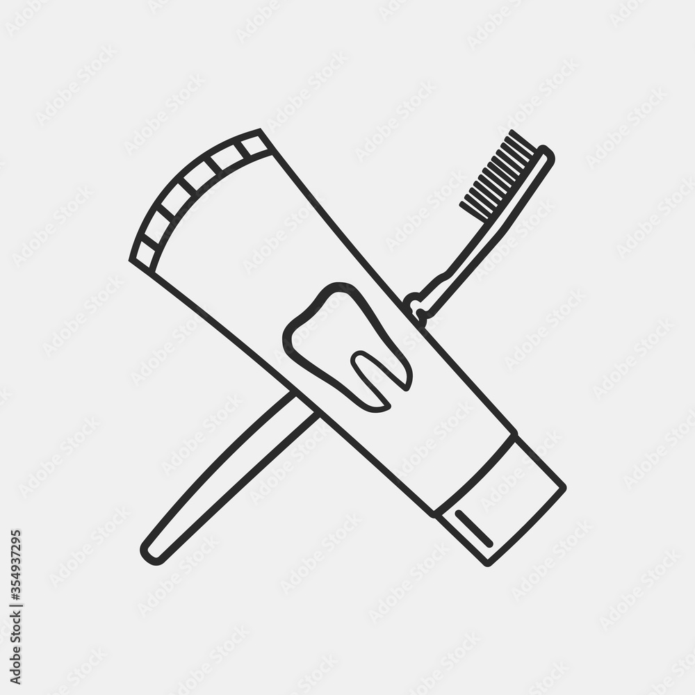 Outline toothbrush and toothpaste icon illustration vector symbol Outline toothbrush and toothpaste icon illustration vector symbol