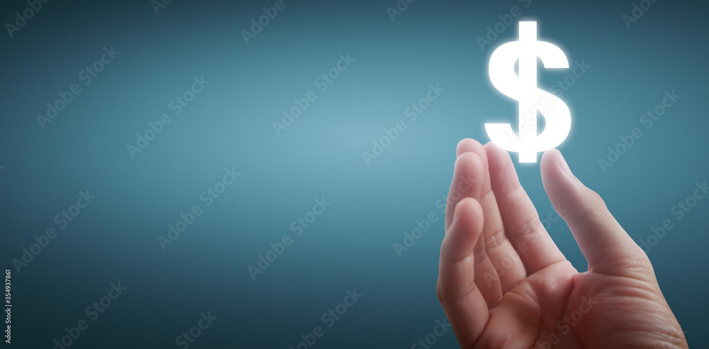 Money icon us dollar in hand, business concept Money icon us dollar in hand, business concept