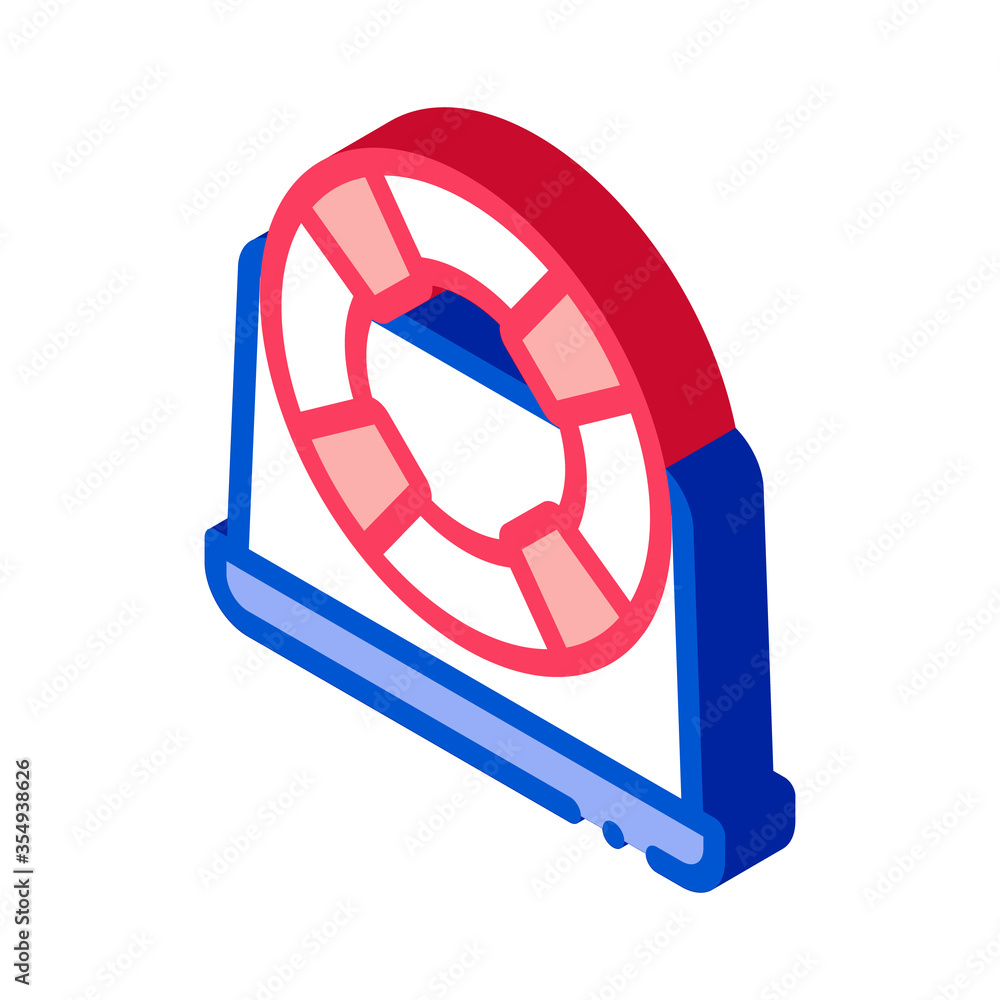 lifebuoy computer icon vector. isometric lifebuoy computer sign. color isolated symbol illustration lifebuoy computer icon vector. isometric lifebuoy computer sign. color isolated symbol illustration