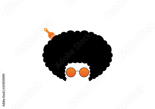 Afro Stylish With Orange Glasses Logo Template Flat Style Design Vector Illustration	