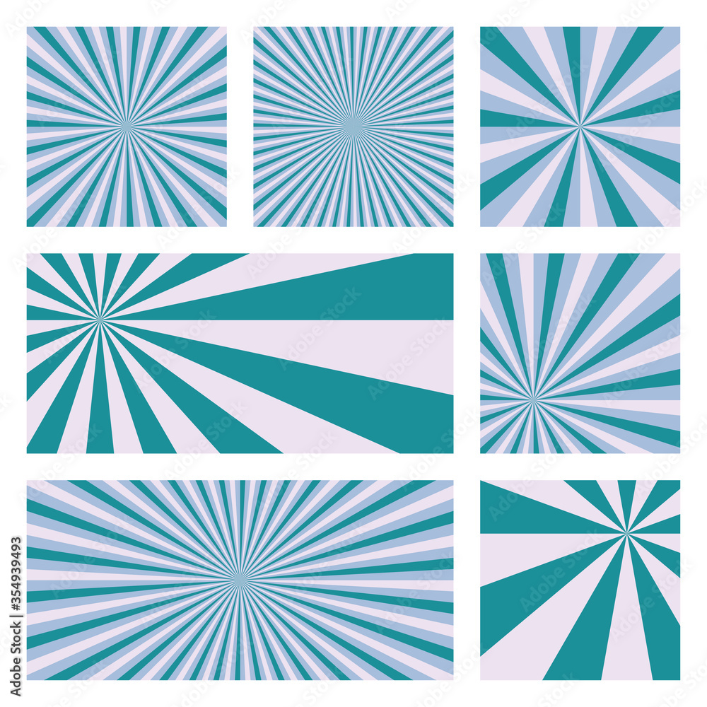 Artistic sunburst background collection. Abstract covers with radial rays. Classy vector illustration. Artistic sunburst background collection. Abstract covers with radial rays. Classy vector illustration.