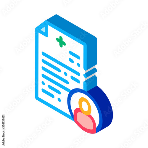 patient medical record icon vector. isometric patient medical record sign. color isolated symbol illustration