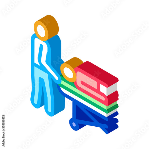 nurse takes patient on gurney icon vector. isometric nurse takes patient on gurney sign. color isolated symbol illustration