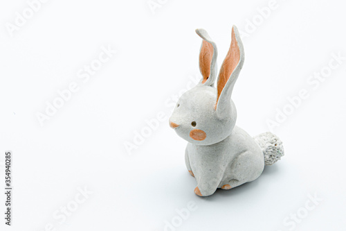 little clay white pottery rabbit 5