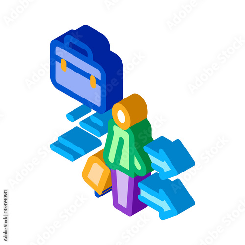 man with business suitcase icon vector. isometric man with business suitcase sign. color isolated symbol illustration