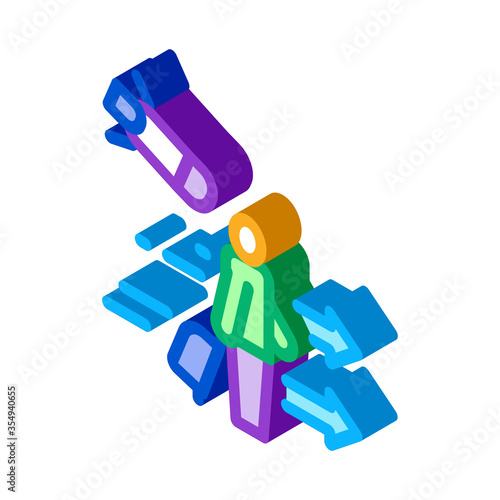 migratory man tourist icon vector. isometric migratory man tourist sign. color isolated symbol illustration