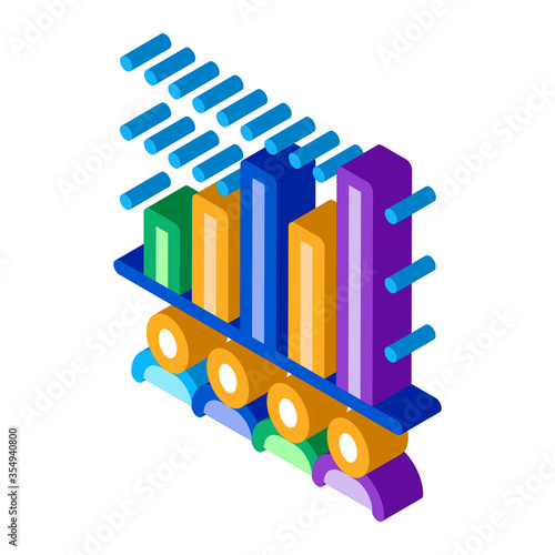 tourist bar graph icon vector. isometric tourist bar graph sign. color isolated symbol illustration